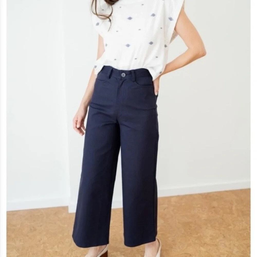 Tribe Alive Women's Wide Leg Jeans High Rise Cotton in Blue Casual Minimal Sz. 2